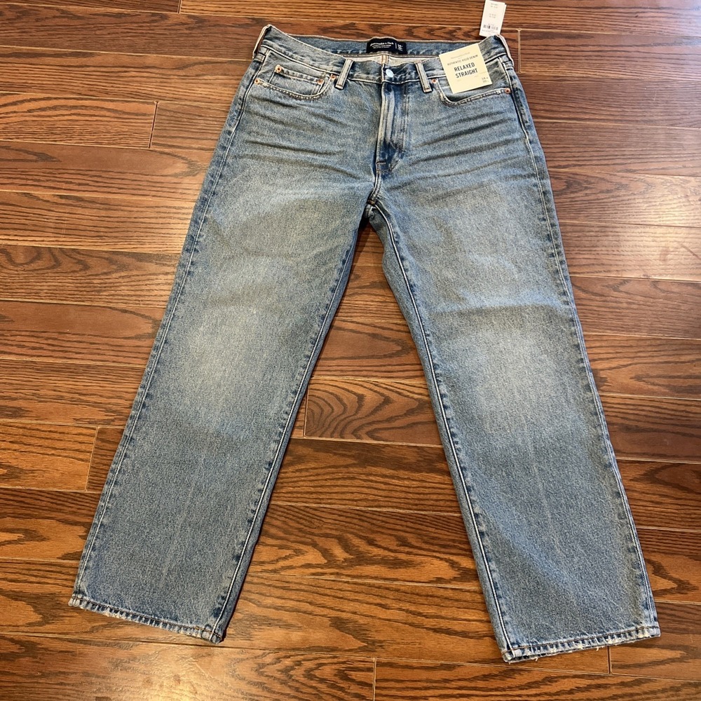 Abercrombie & Fitch Jeans Men 34x30 Authentic Rigid Denim relaxed Straight NWT